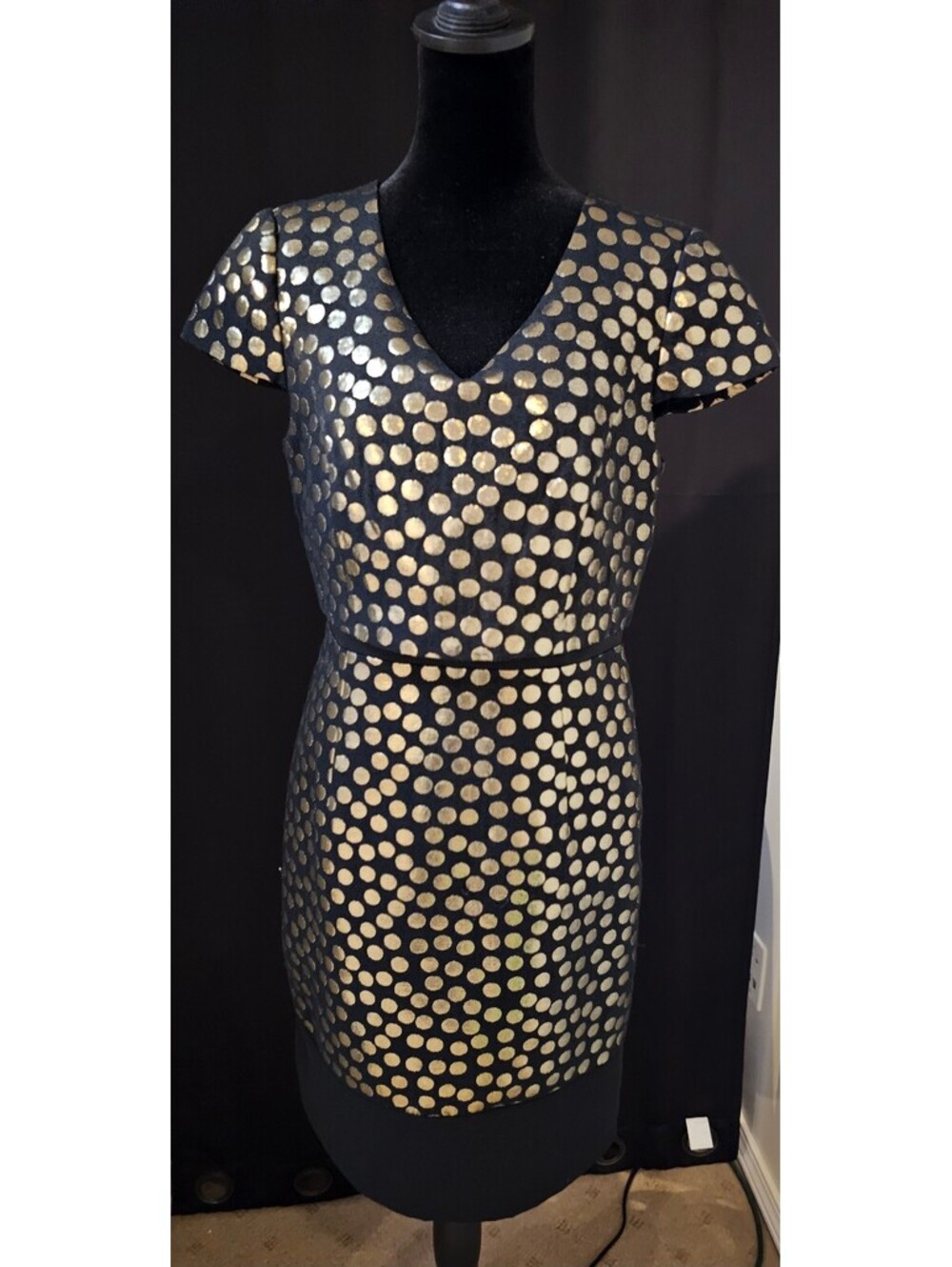 Kensie Dress Black & Gold Womens Size M Dots
